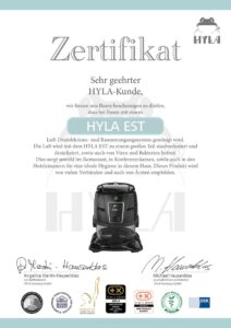 C159 - Zertifikat für Hotel HYLA EST